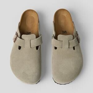 NEW Birkenstock Boston Soft Footbed Taupe Suede Clog Comfort Neutral Classic
